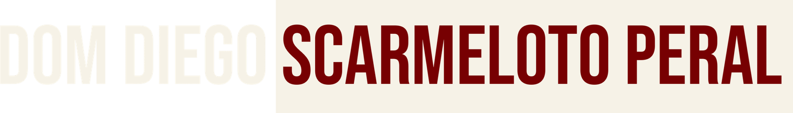 Logo com o nome Dom Diego Scarmeloto Peral em letras maiúsculas e cores vermelho e branco